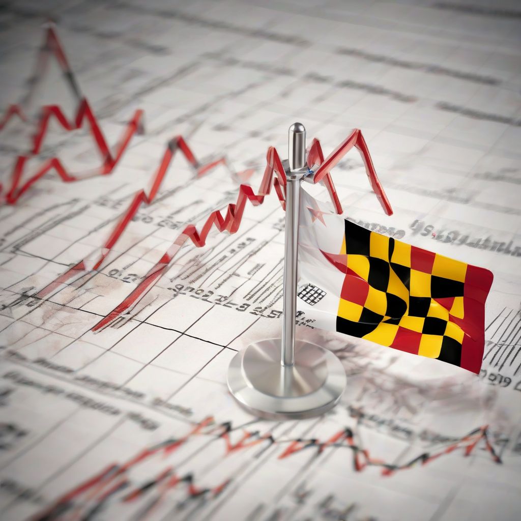 Maryland state flag with financial chart